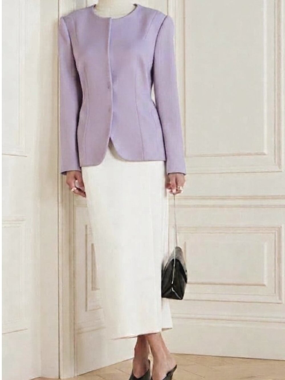 Giorgio Armani Black Label Lavender Collarless Blazer IT48 (US12) Made in Italy